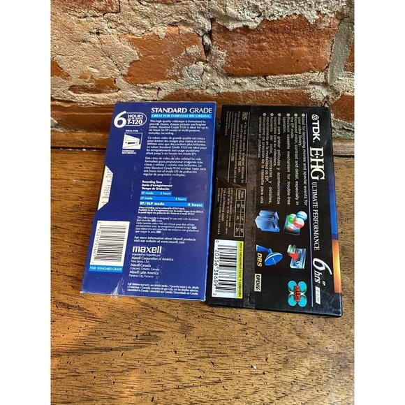 Maxell & TDK VHS Video Cassette 6 Hour Standard Grade T-120 Blank Tapes Sealed - Picture 2 of 2